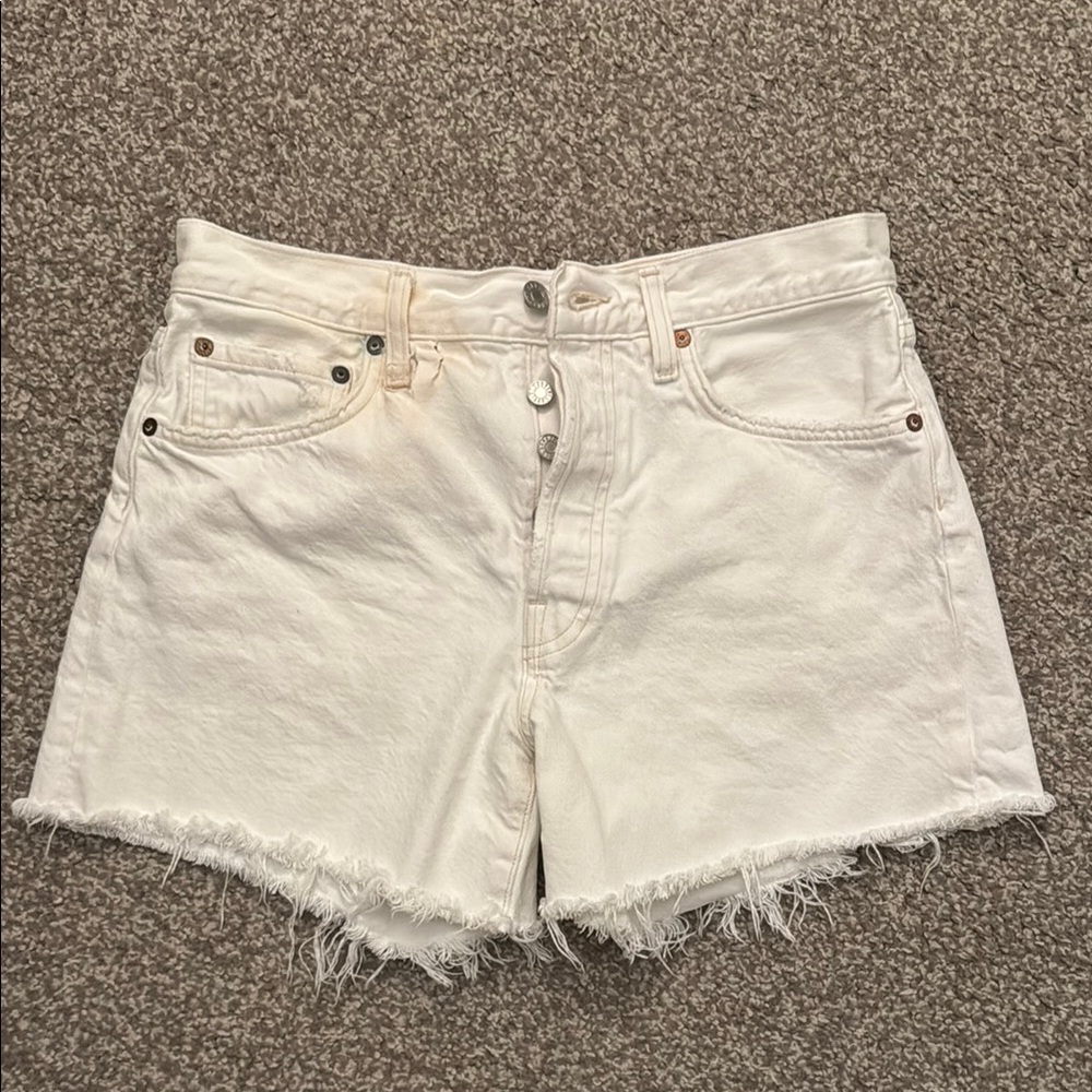 Agolde White Denim Shorts